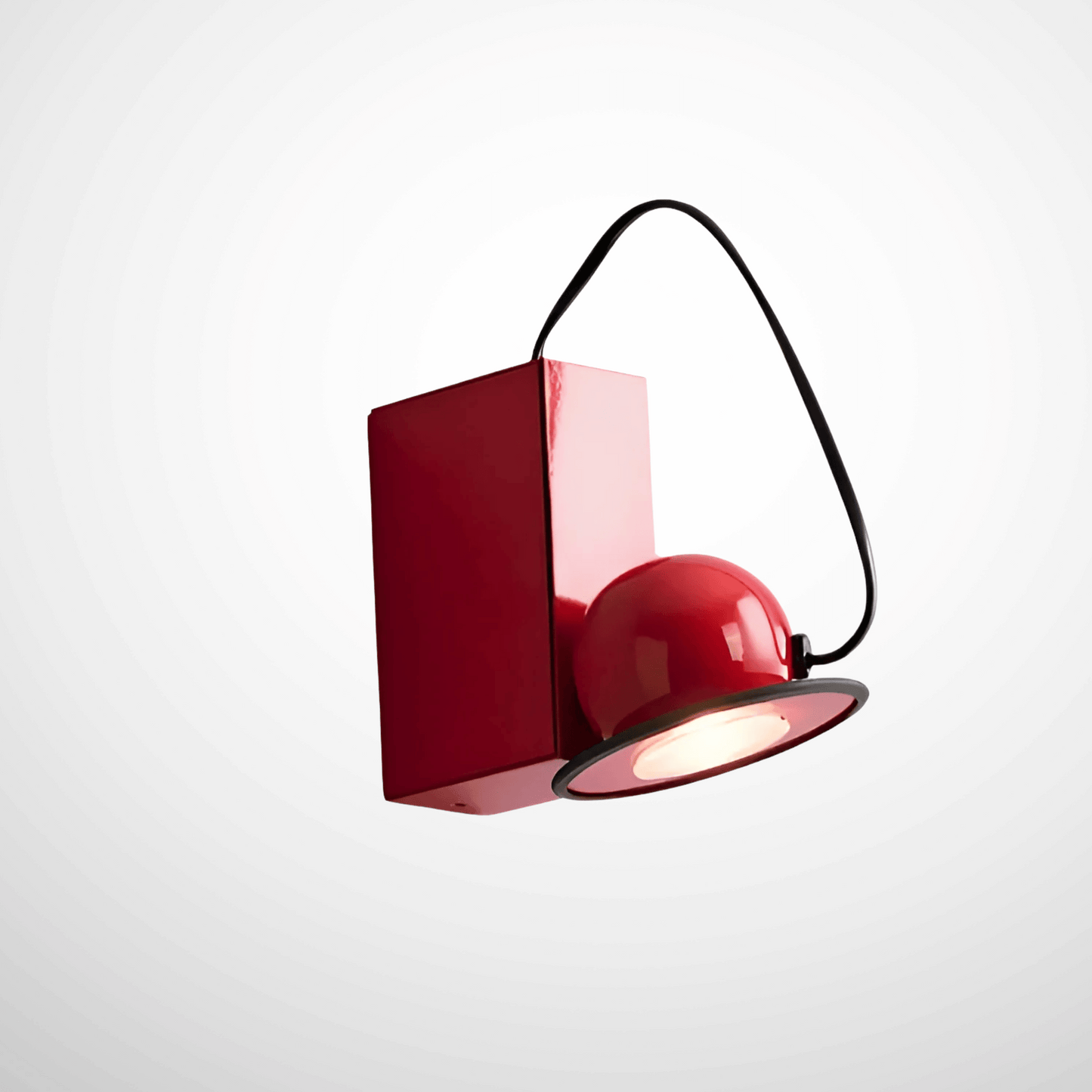 Red wall-mounted lamp with a white background