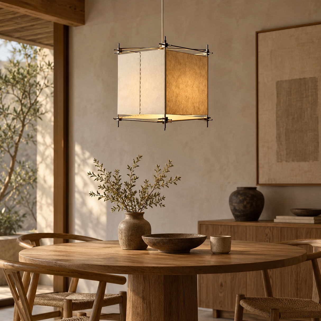 Avela Parchment Cube Pendant Light