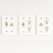 Three white light switch and outlet covers with gold accents on a white background