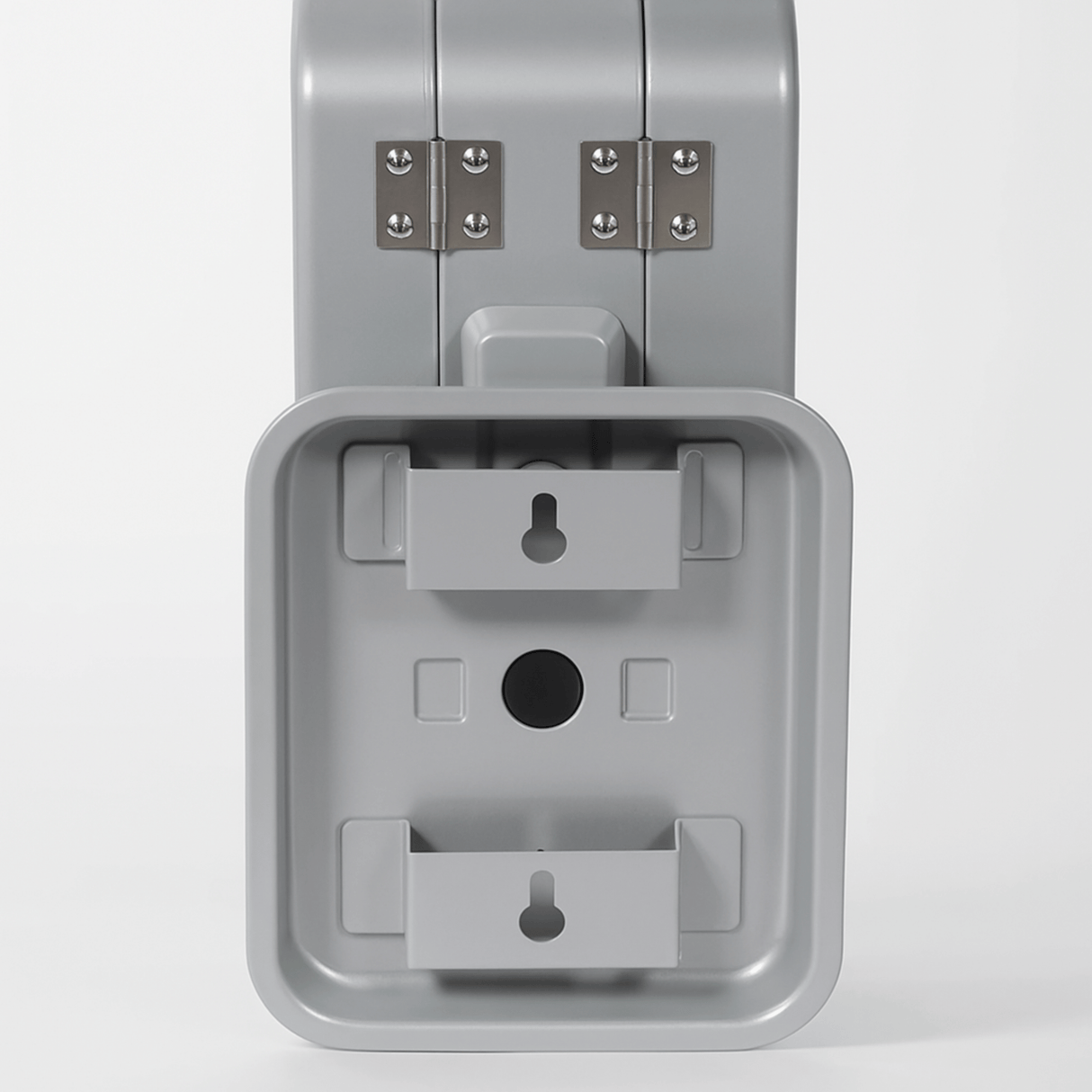 Gray plastic wall mount bracket on a white background
