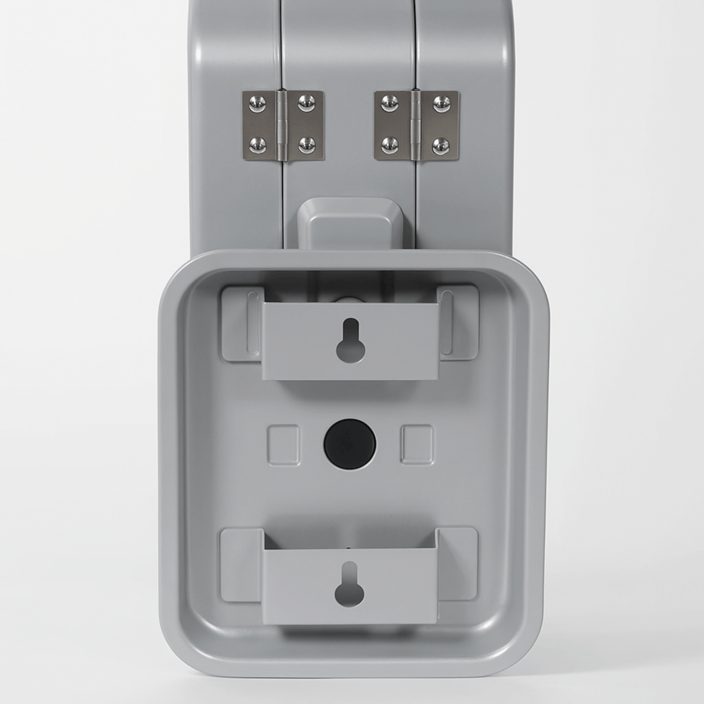 Gray plastic wall mount bracket on a white background