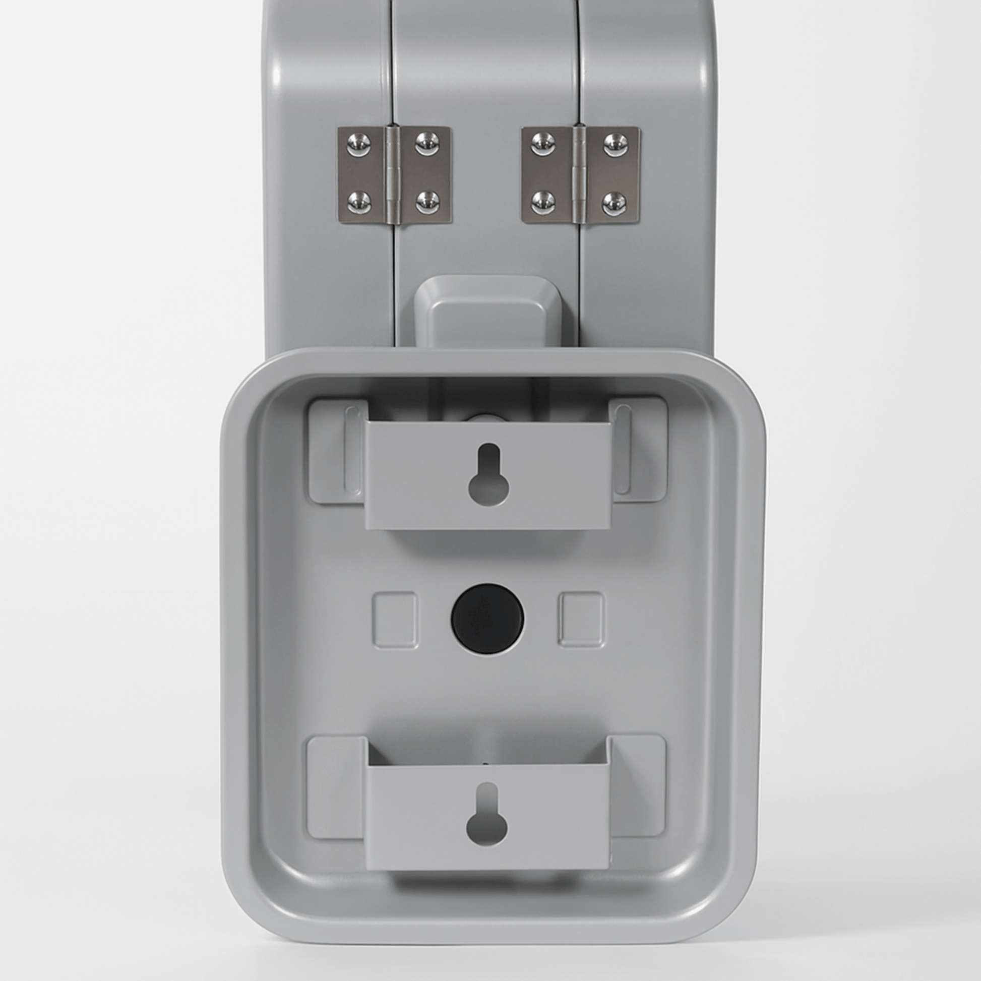 Gray plastic wall mount bracket on a white background