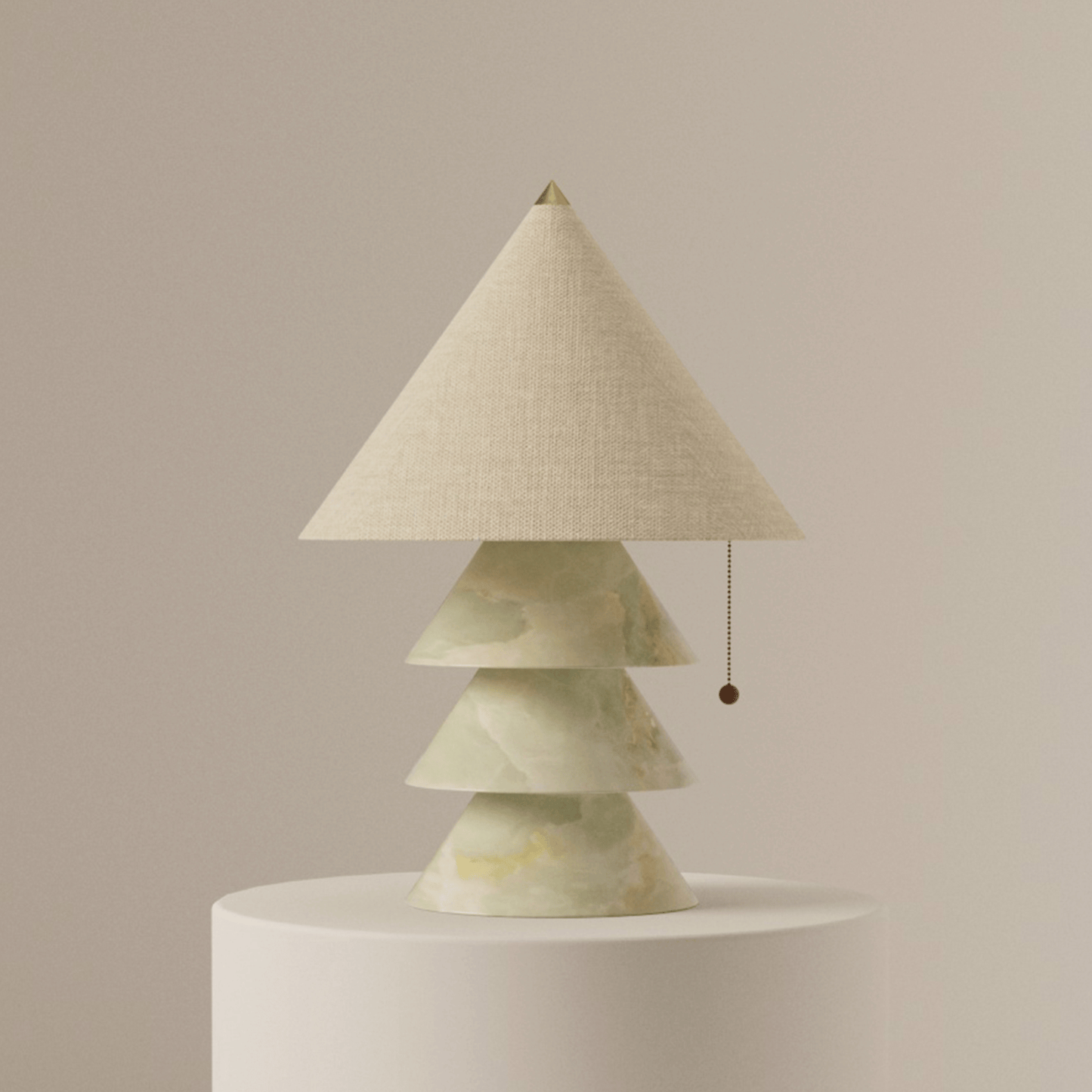 Decorative lamp with a geometric design on a beige background