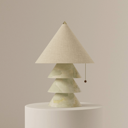 Decorative lamp with a geometric design on a beige background