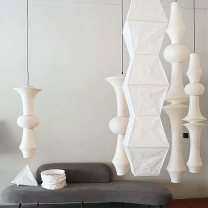 Wabi Sabi Zenlite Akari light pendants in White