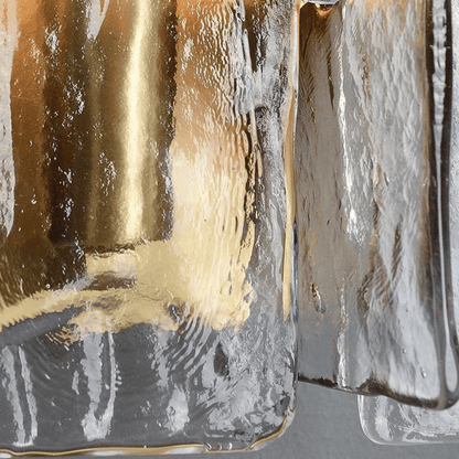 Close-up of a textured surface with gold and silver elements