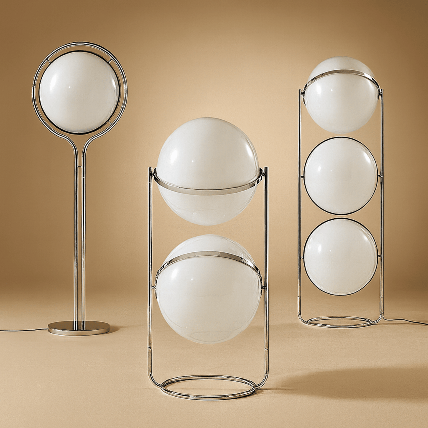 Orbelle Bauhaus Floor Lamp – Modern Chrome & Acrylic Globe Light