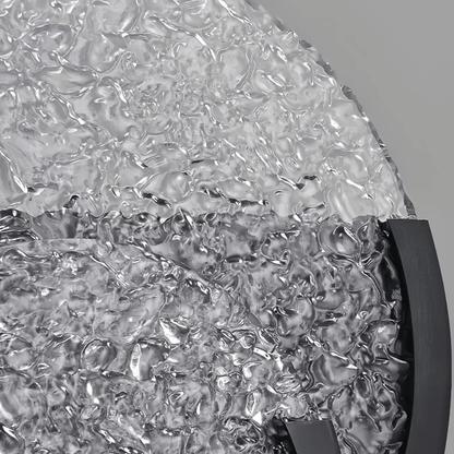 Close-up of textured glass surface with a gray background