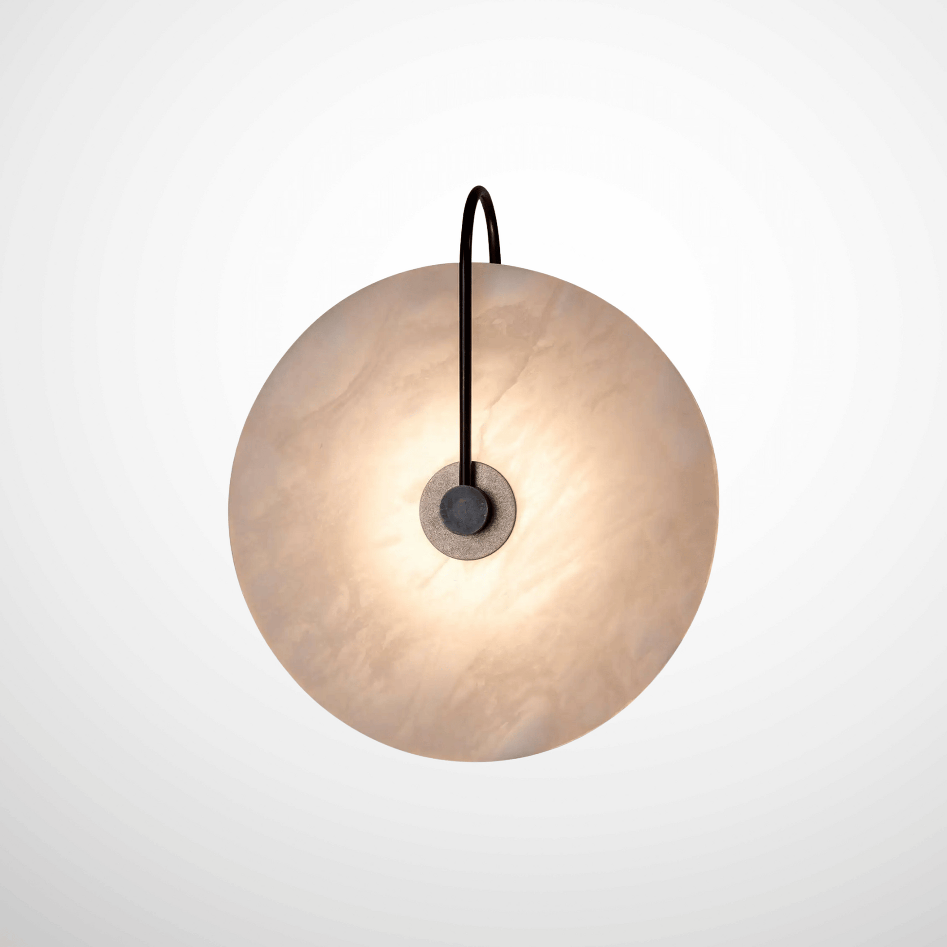 Spherical pendant light with a textured glass shade on a white background