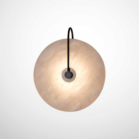 Spherical pendant light with a textured glass shade on a white background