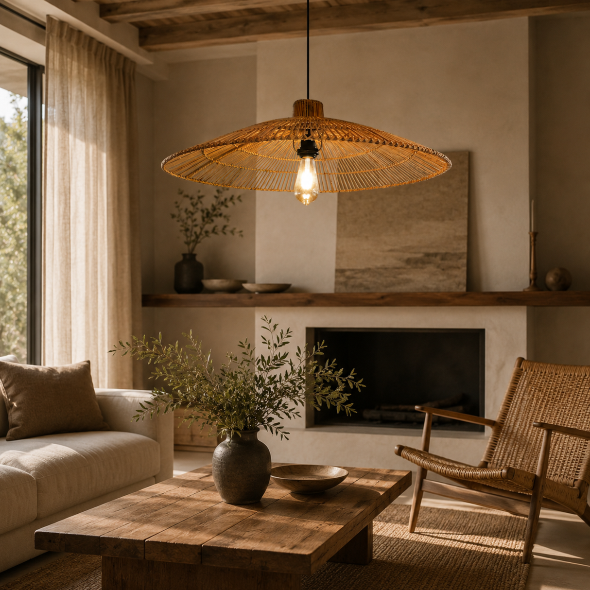 Skandira Shade Umbrella Handmade Rattan Lamp