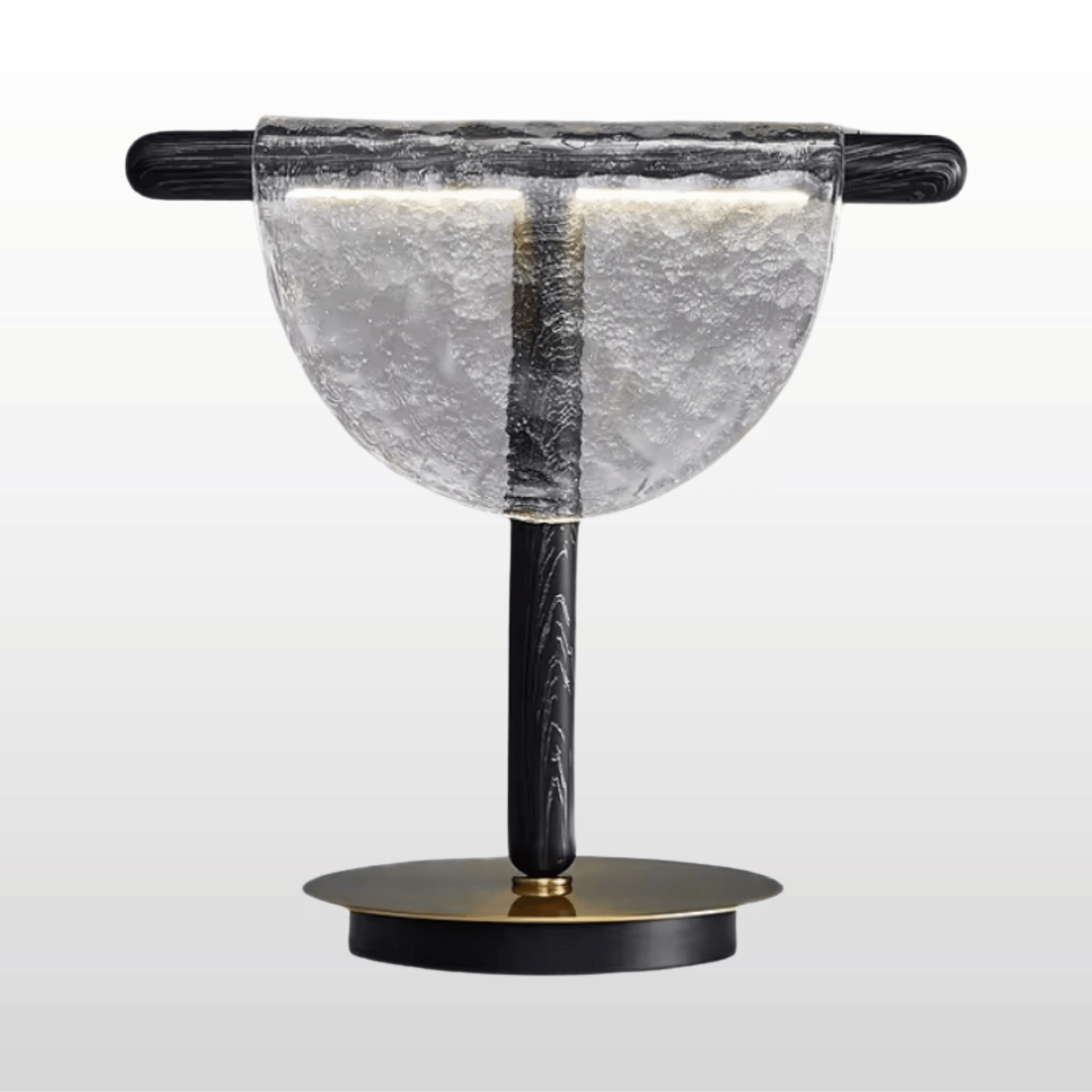 Decorative lamp with marble-like finish on a white background