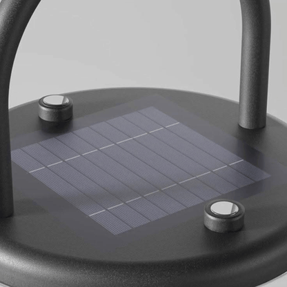 Solar panel on a cylindrical device with a gray background