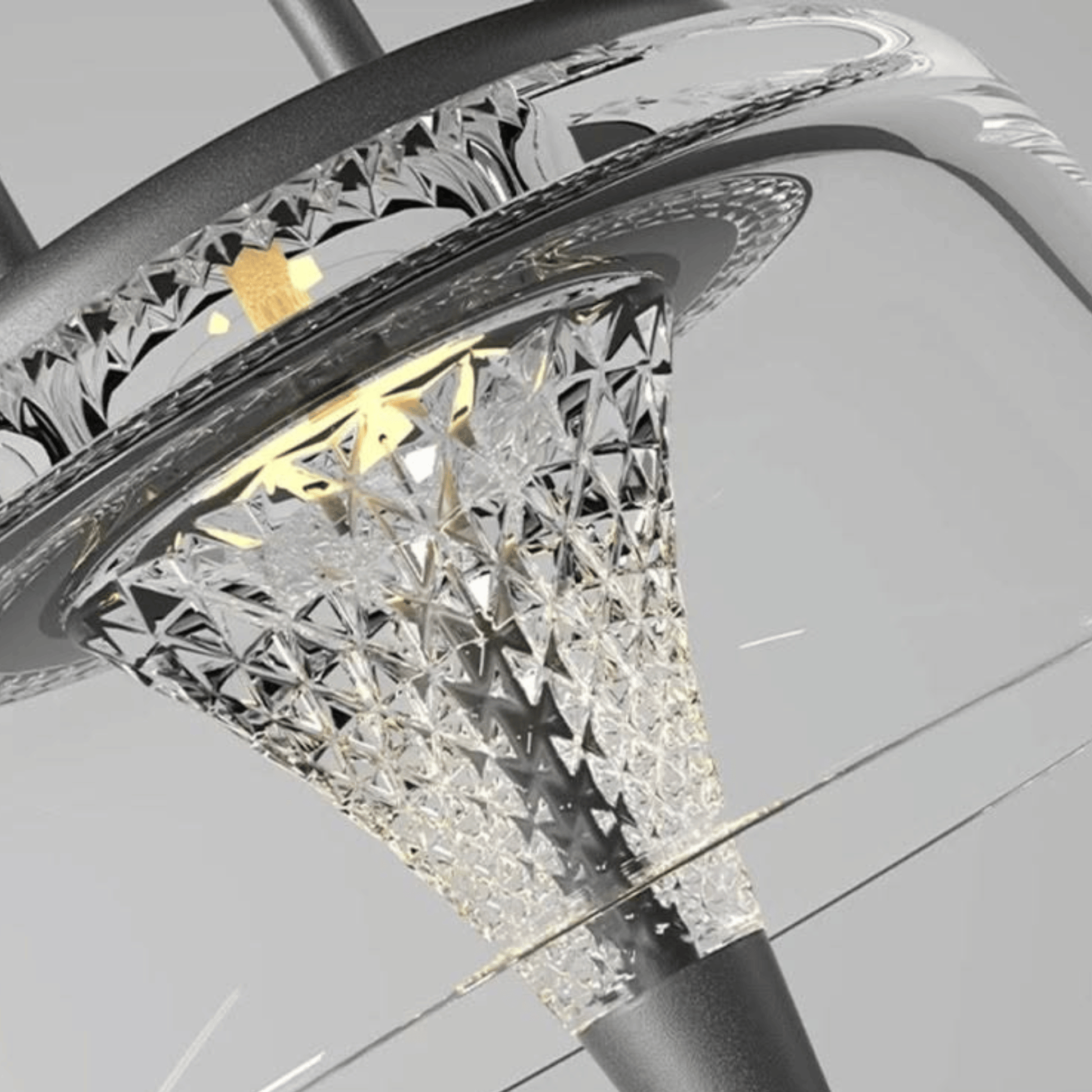 Close-up of a diamond ring with a gray background