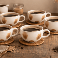 Kairo Ceramic Latte Bowl Set (6 Pieces) — modern drinkware set by Baskoraa