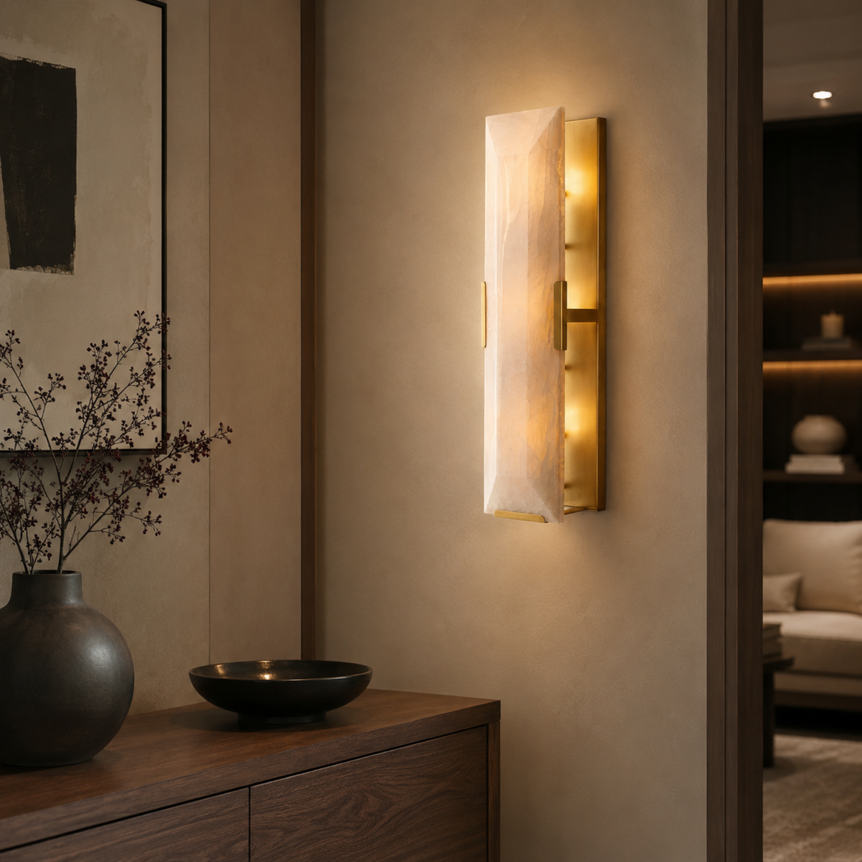 Vetrina Alabaster Marble Wall Light – Vertical