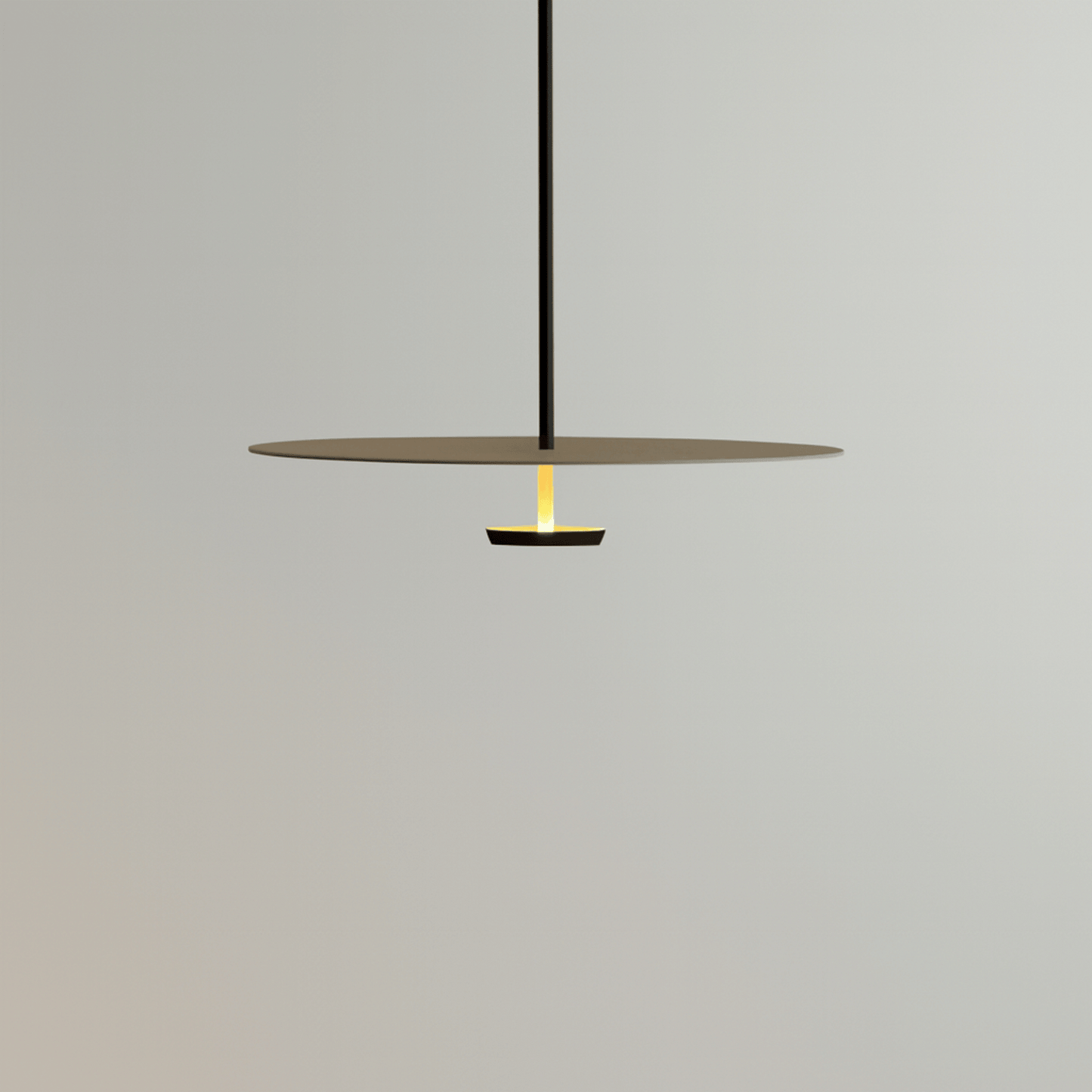 Modern pendant light with a minimalist design on a gray background