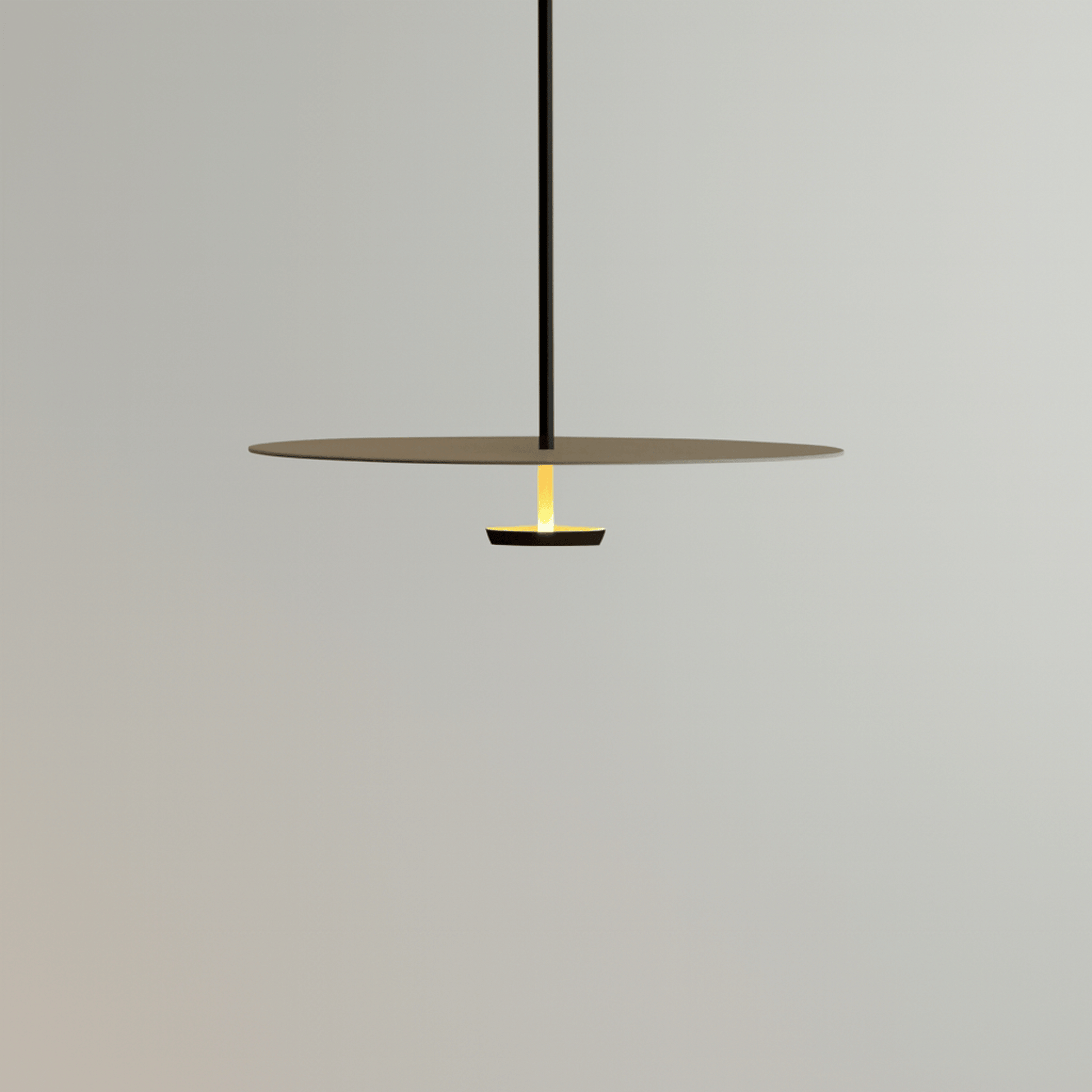 Modern pendant light with a minimalist design on a gray background