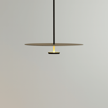 Modern pendant light with a minimalist design on a gray background