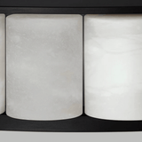 Close-up of a marble-patterned surface with a black frame.