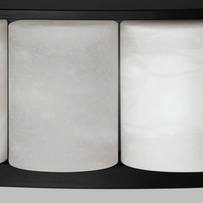 Close-up of a marble-patterned surface with a black frame.