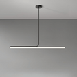 Modern pendant light with a black finish on a gray background