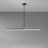 Modern pendant light with a black finish on a gray background