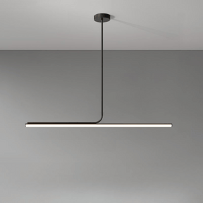 Modern pendant light with a black finish on a gray background