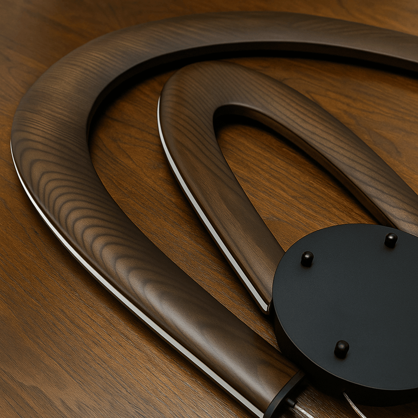 Wooden spoon rest with black base on a wooden surface