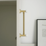 Lunette Brown Marble & Brass Cabinet Handle