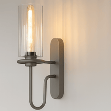 Eterna ShadowGlass Wall Sconce styled in a bedroom — nordic interior by Baskoraa