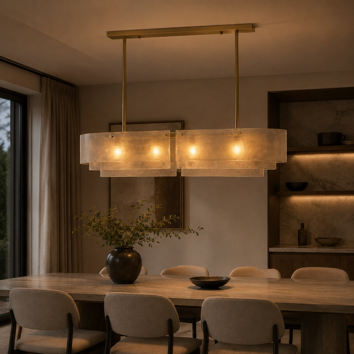 Lunovra Layered Glass Linear Chandelier