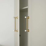 Lunette Brown Marble & Brass Cabinet Handle