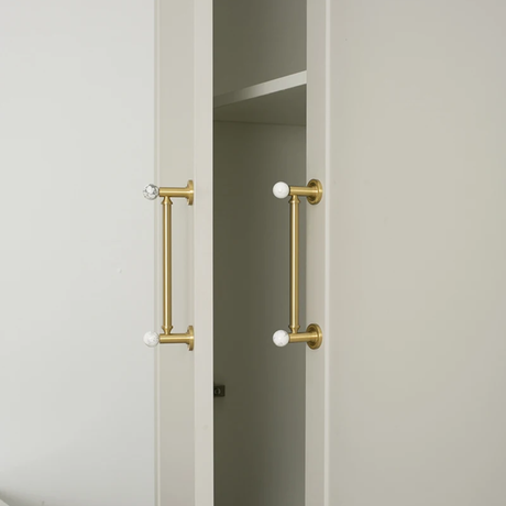 Lunette Brown Marble & Brass Cabinet Handle, alternate view 2