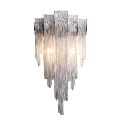 Decorative silver luxury wall chandelier on white background 