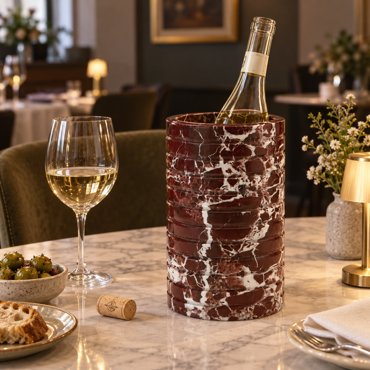 Vellaro Ribbed Natural Marble Bottle Chiller