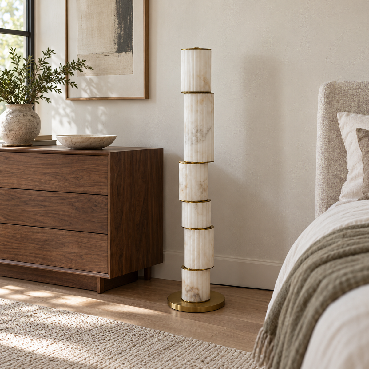 Orvella Alabaster Column Floor Lamp
