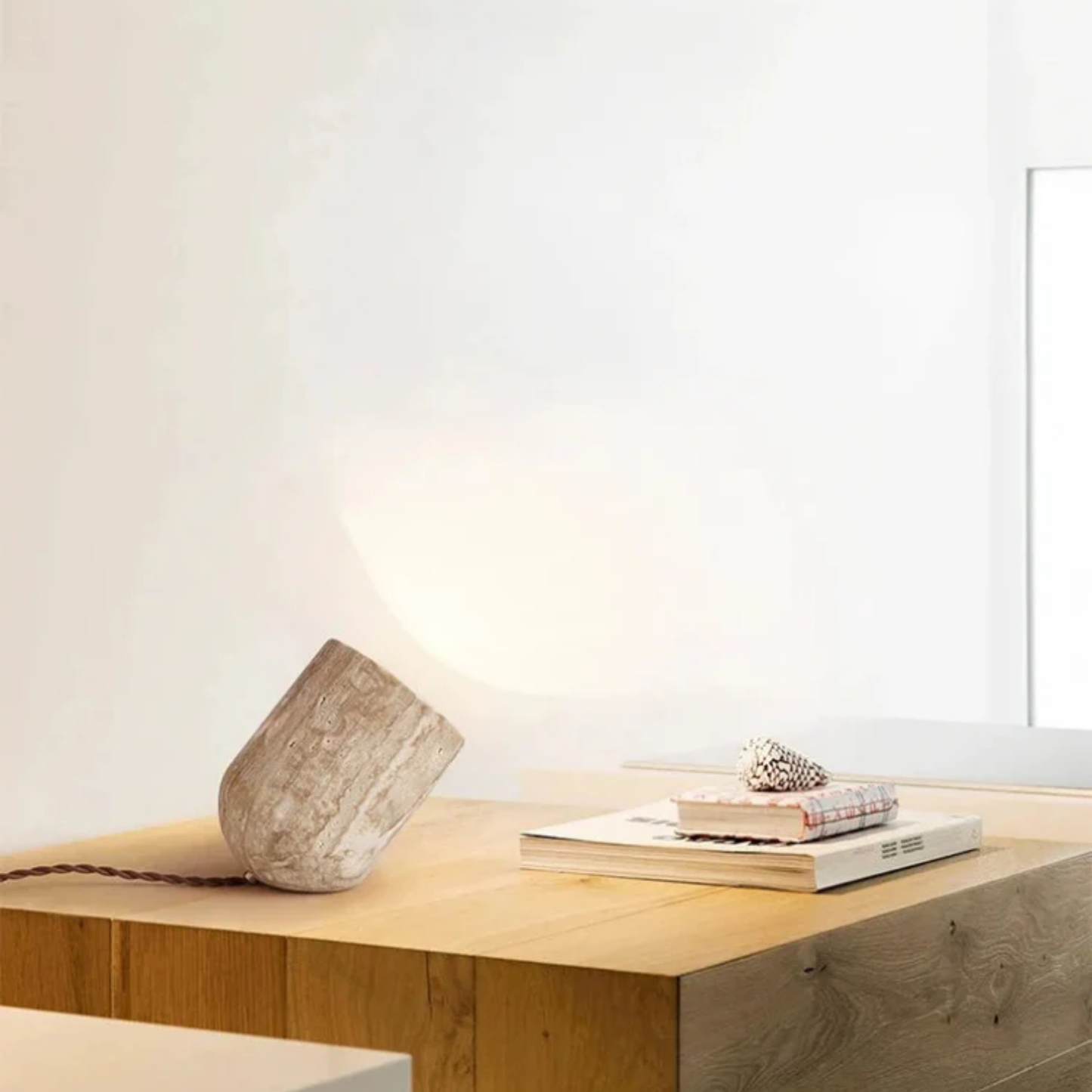 CavaGlow Travertine Table Lamp