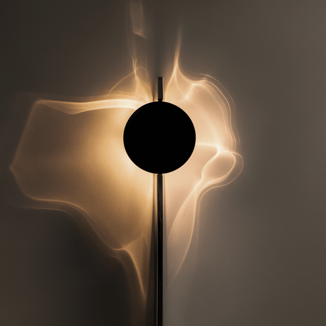 Abstract design with a black circle in the center on a dark background