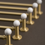 Lunette Brown Marble & Brass Cabinet Handle