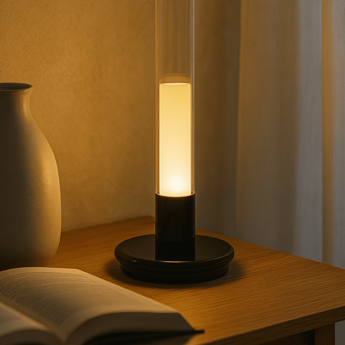 Aurélo Candlelight Lamp – USB Rechargeable Glass & Aluminum Table Light