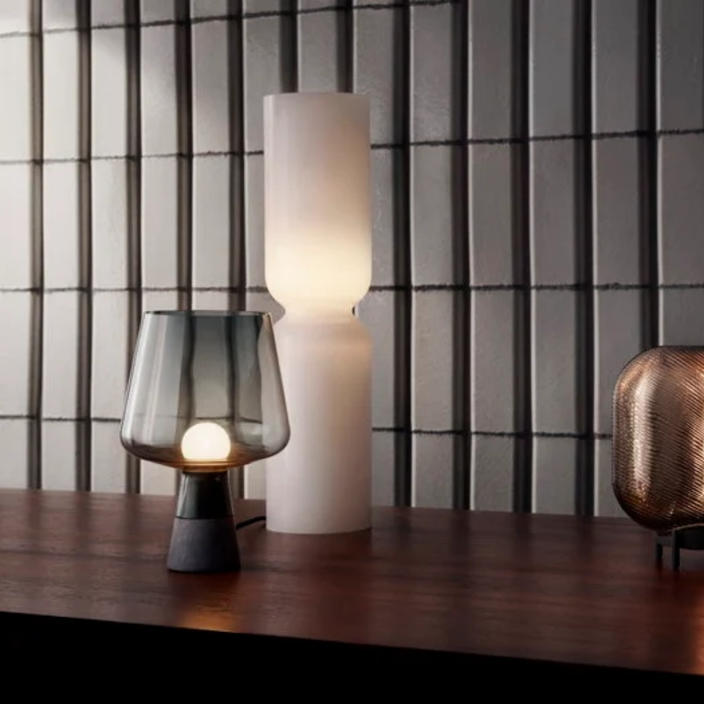 UrbanGlow Cement & Glass Table Lamp