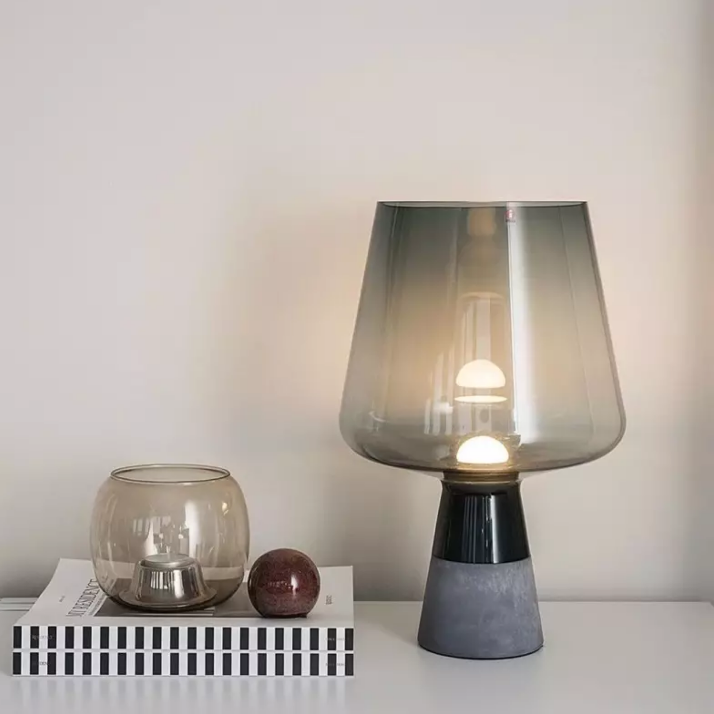 UrbanGlow Cement & Glass Table Lamp