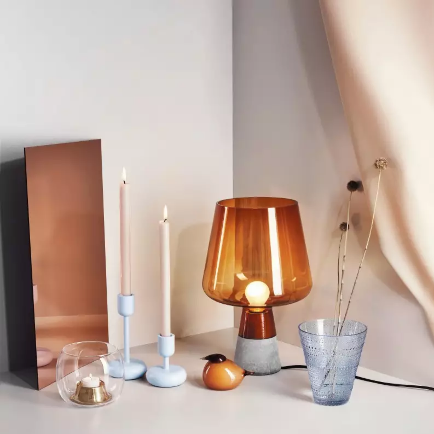 UrbanGlow Cement & Glass Table Lamp