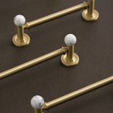 Lunette Brown Marble & Brass Cabinet Handle