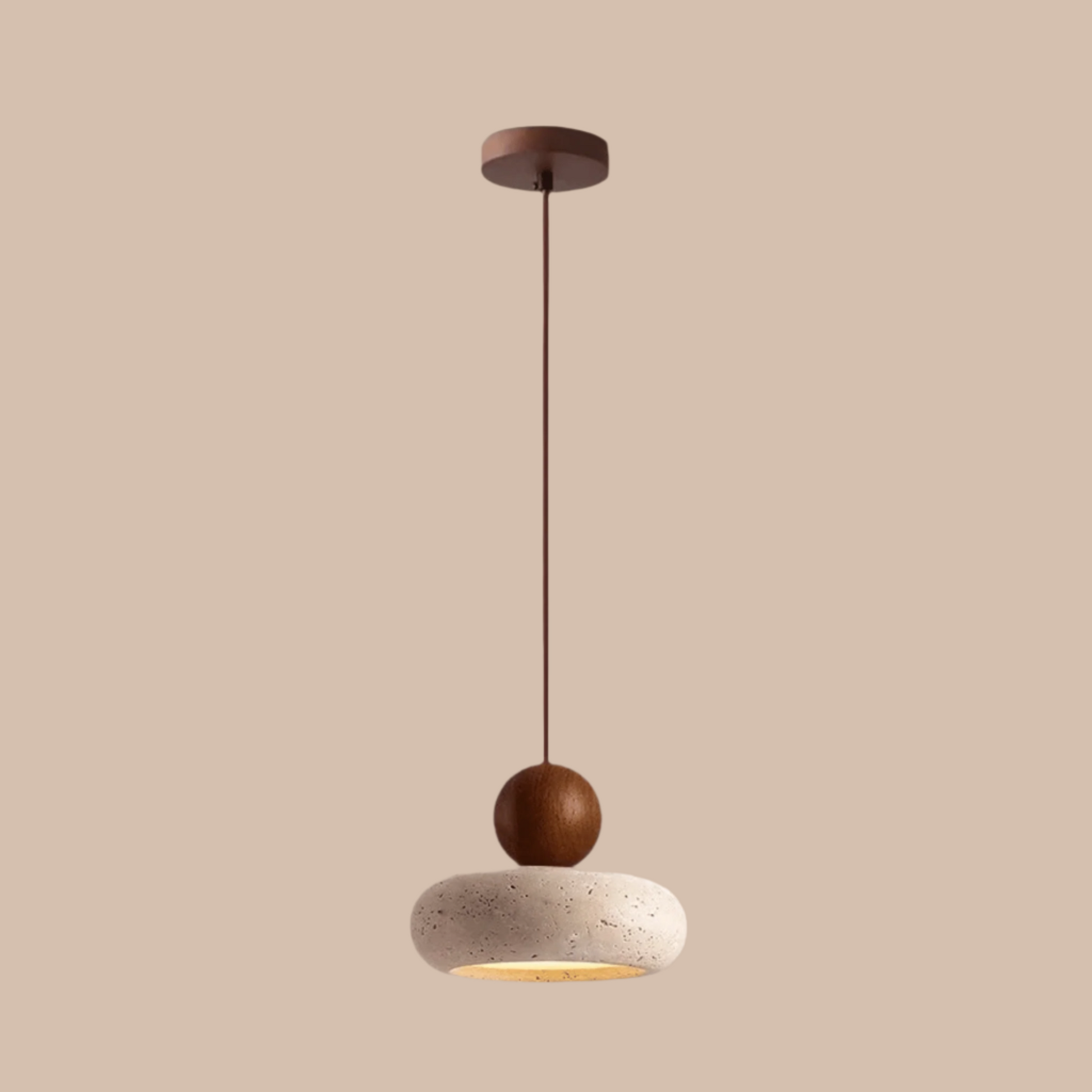 Sunlace Agate Pendant Lamp LED with dimensions labeled, featuring a 15cm stone shade and 11cm wood accent for ceiling light installation.