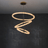 Spiral chandelier with circular lights on a dark background