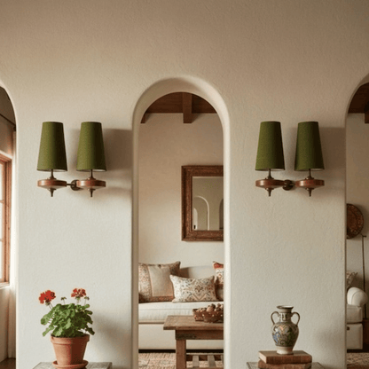 Auralis Dual Khaki  Fabric Wall Lamp