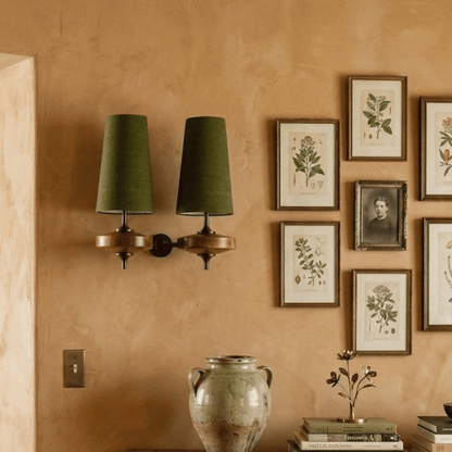 Auralis Dual Khaki  Fabric Wall Lamp