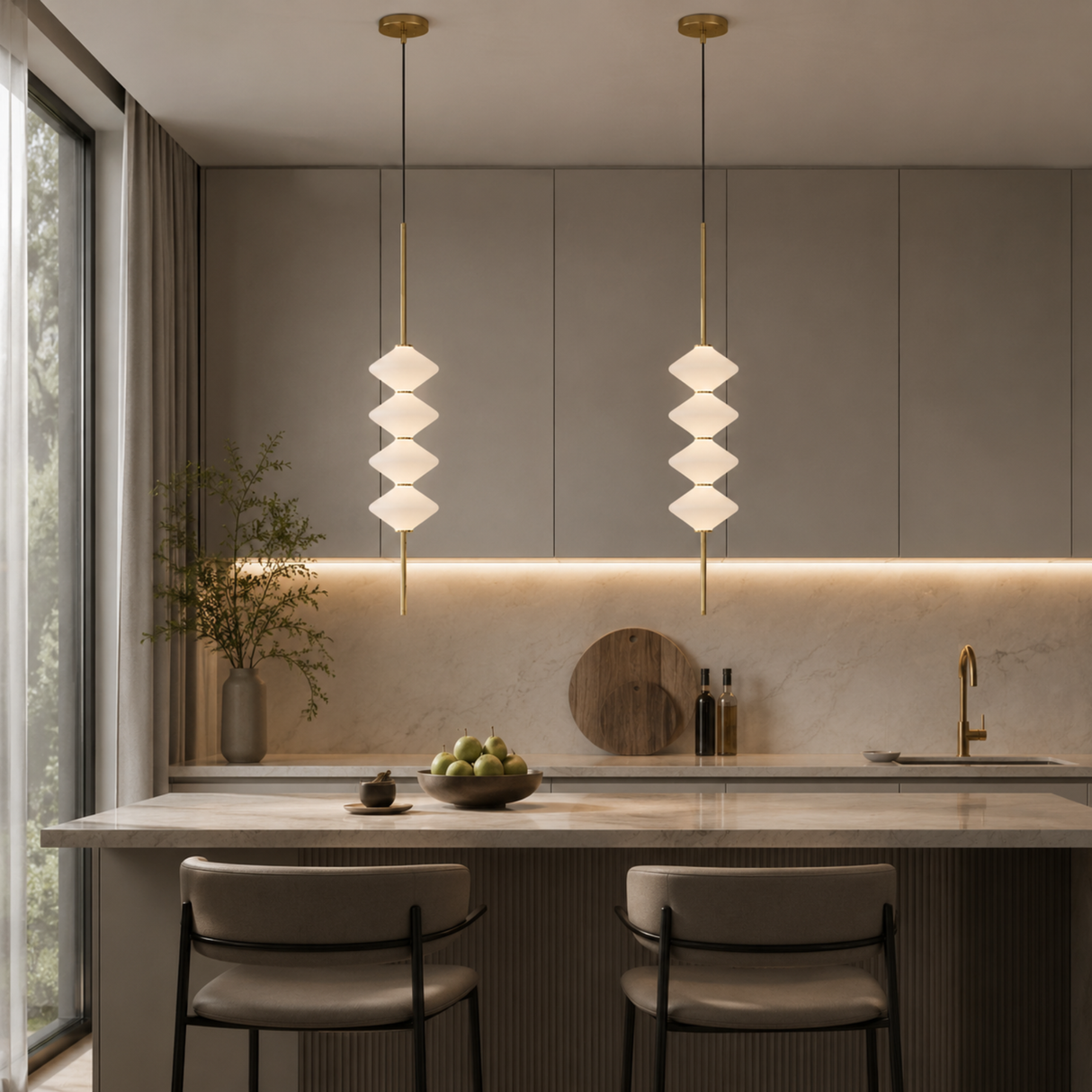 Aurelia Gold & White Glass Totem Pendant Light